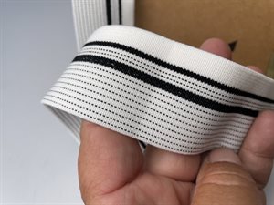 Luksus elastik - offwhite med sorte striber, 40 mm